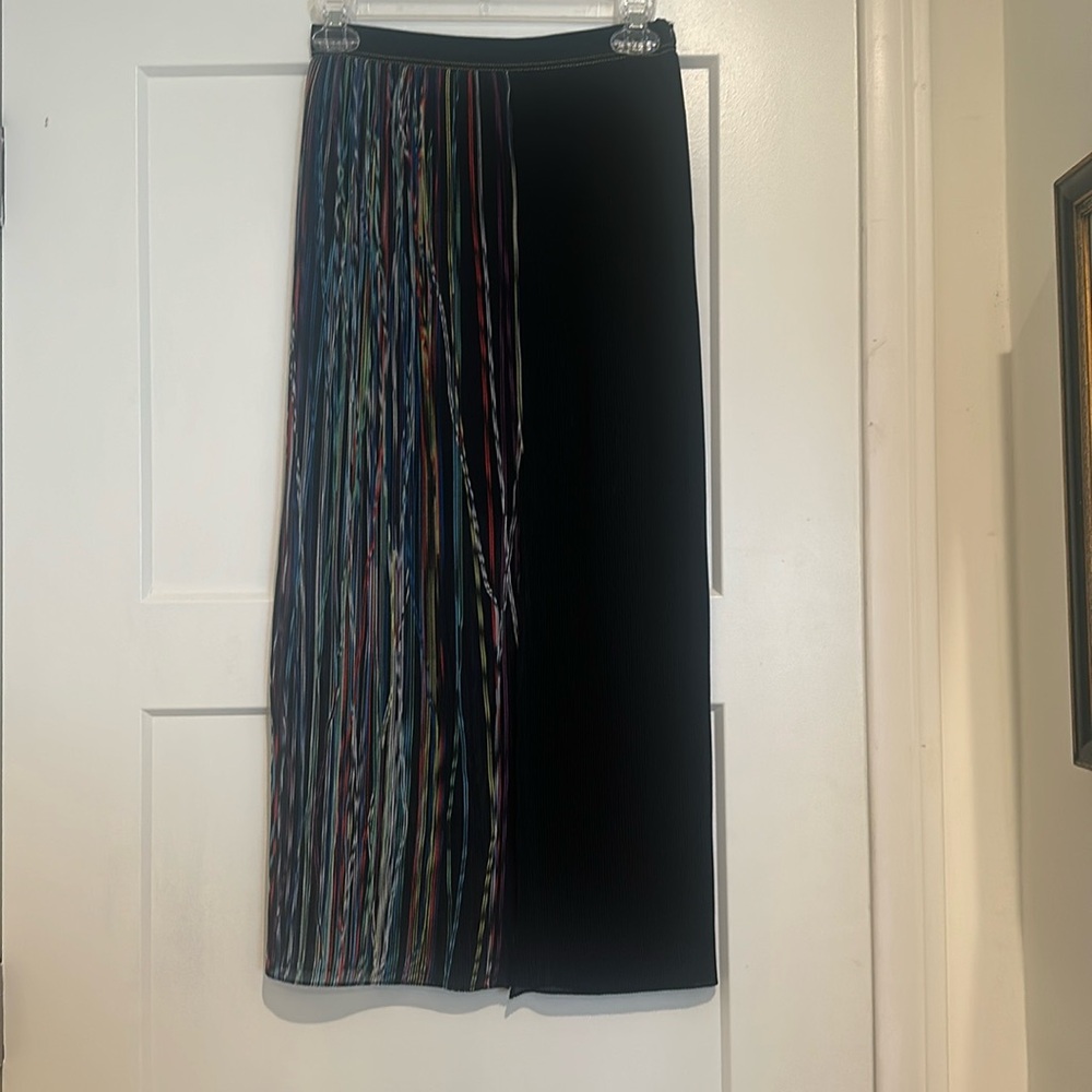 Sandro black and rainbow pleated skirt